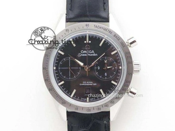 0518 Neat Speedmaster ’57 Co-Axial SS RG OMF 1:1 Best Edition Black Dial On Leather Strap A9300 (Free Leather Strap) 8067